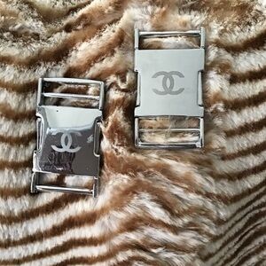 CHANEL Shiny Silver Logo Buckles